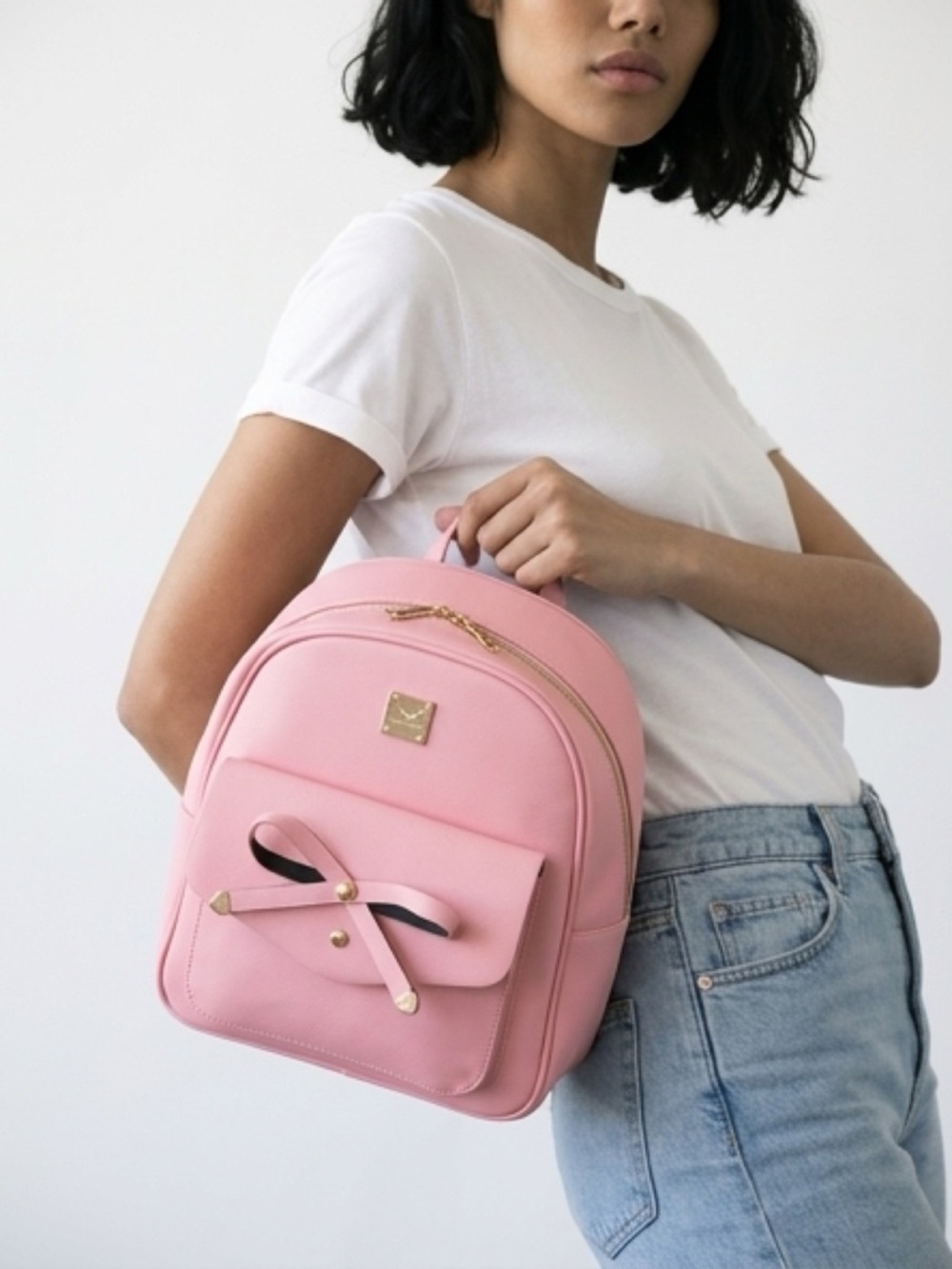 Pink Bow Accent Mini Backpack